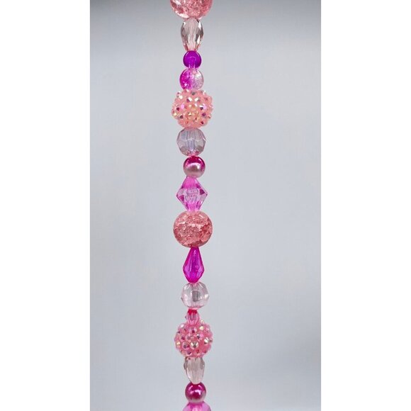 Beaded Suncatcher Pink Crystal Prism Hanging Patio Decor Yard Art Tree Jewelry - Picture 5 of 10
